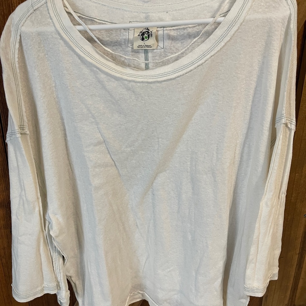 We the People oversized Women's White 3/4 sleeve top